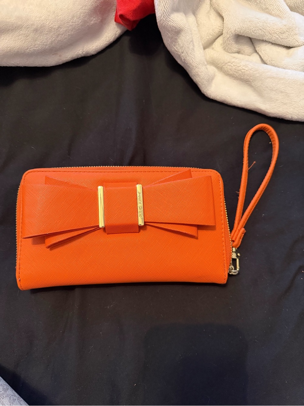 Orange Bow Wristlet Wallet Betsy Johnson